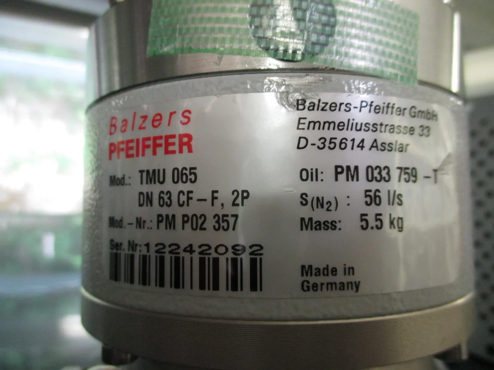 PFEIFFER Pfeiffer Balzaz TMU065 turbomolecular pump Detail Image - ASKINDEX Korea