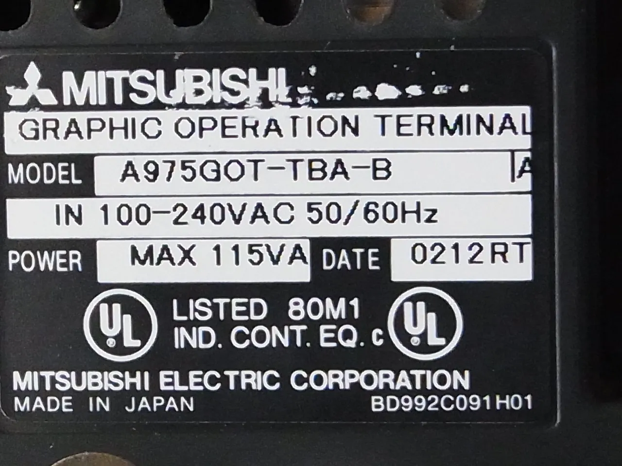미쓰비시 A975GOT-TBA-B 터치 패널 상세 이미지 - ASKINDEX 코리아