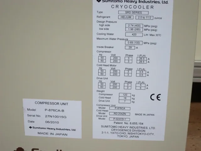 Anelva P-876CA-B Cryo Compressor Detail Image - ASKINDEX Korea