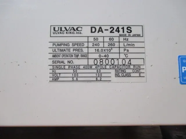ULVAC DA-241S Diaphragm Pump NG Detail Image - ASKINDEX Korea
