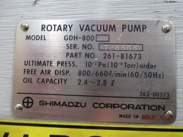Shimadzu Corporation GDH-800 rotary pump Detail Image - ASKINDEX Korea