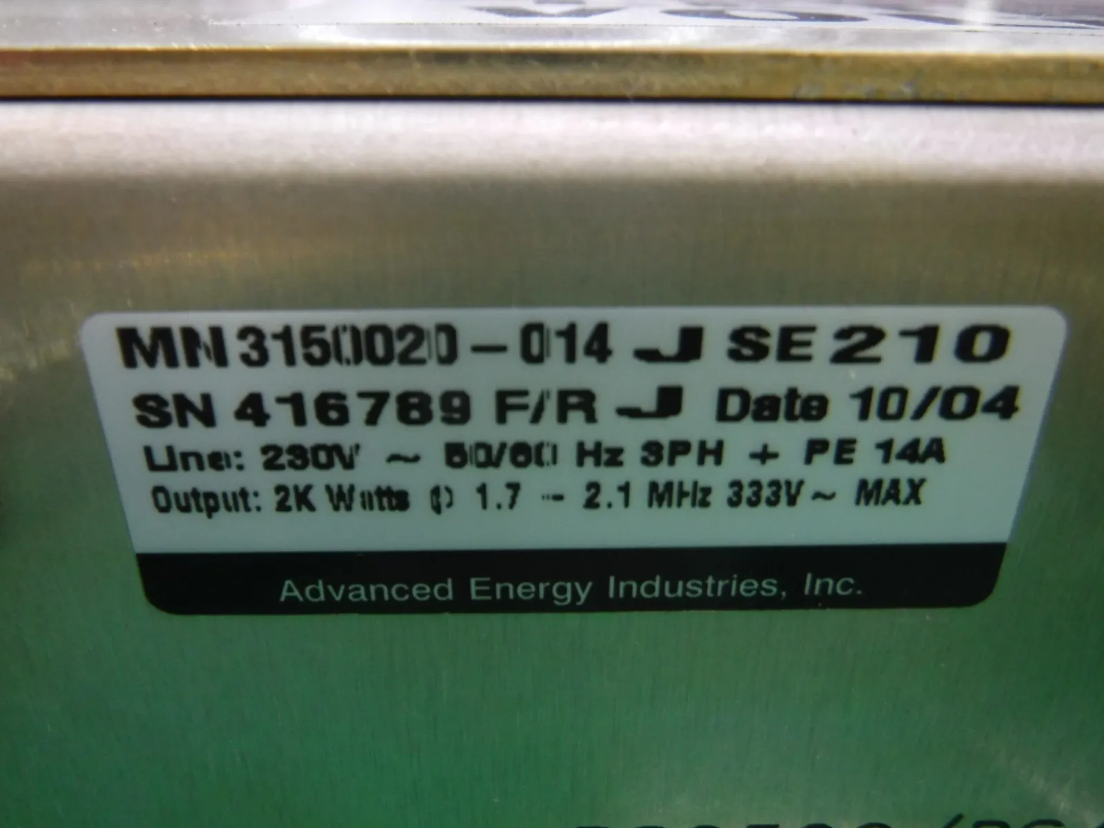 고급 에너지 RF-20MWC RF 전원 공급 장치 상세 이미지 - ASKINDEX 코리아
