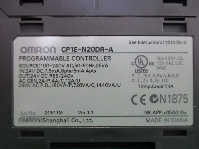 오므론 CP1E-N20DR-A 시퀀서(PLC) 상세 이미지 - ASKINDEX 코리아