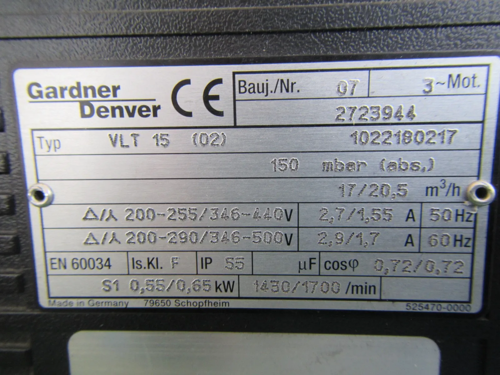 Gardner Denver VLT15 vacuum pump Detail Image - ASKINDEX Korea