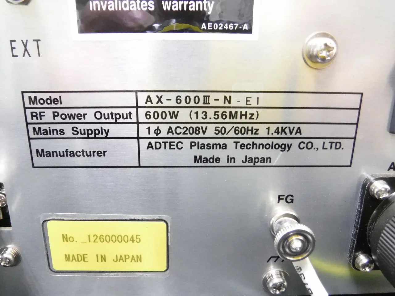 애드텍 AX-600Ⅲ-N-E1 RF 전원 공급 장치 상세 이미지 - ASKINDEX 코리아