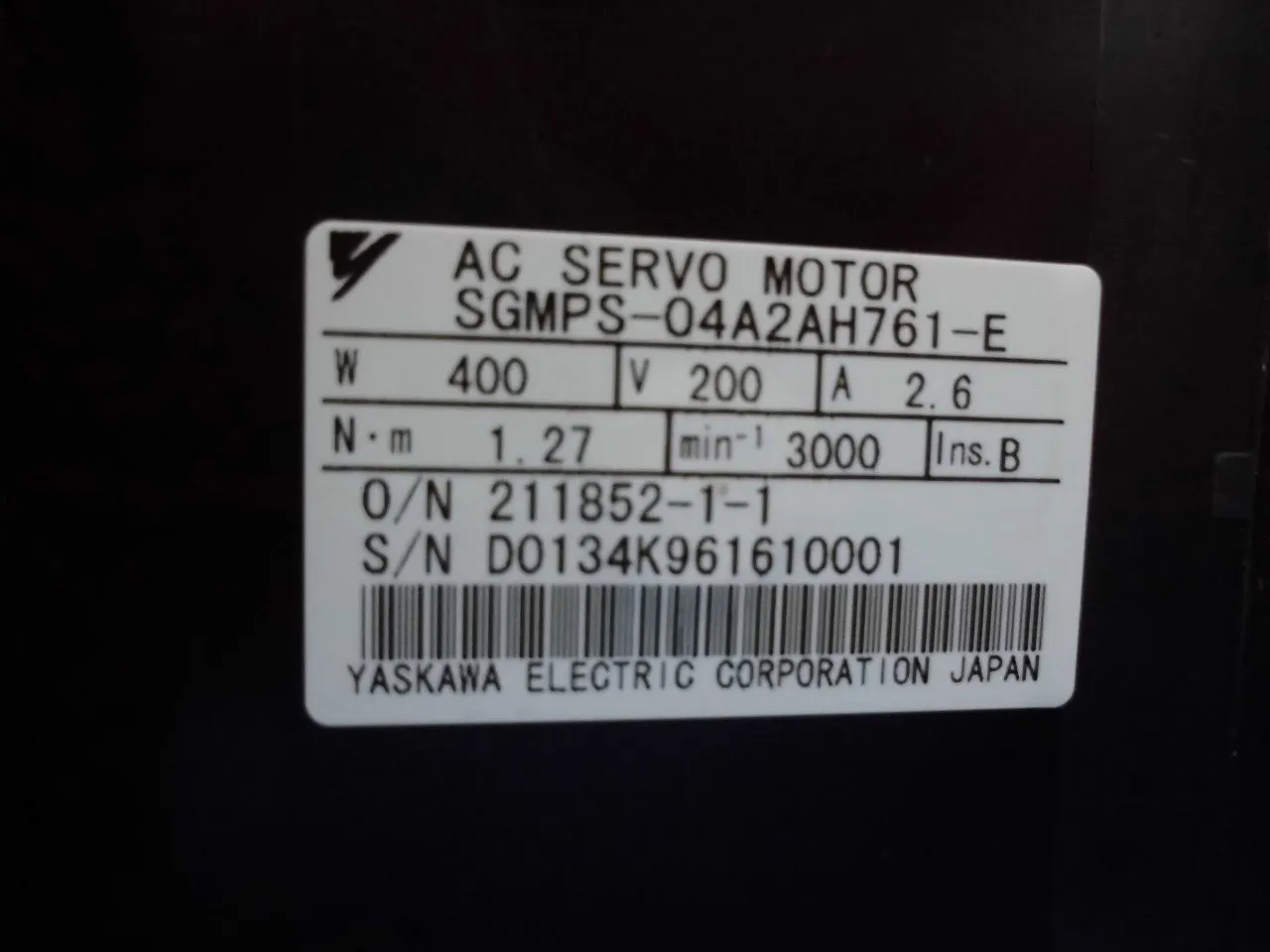 야스카와 전기 SGMPS-04A2AH761-E AC 서보 모터 상세 이미지 - ASKINDEX 코리아