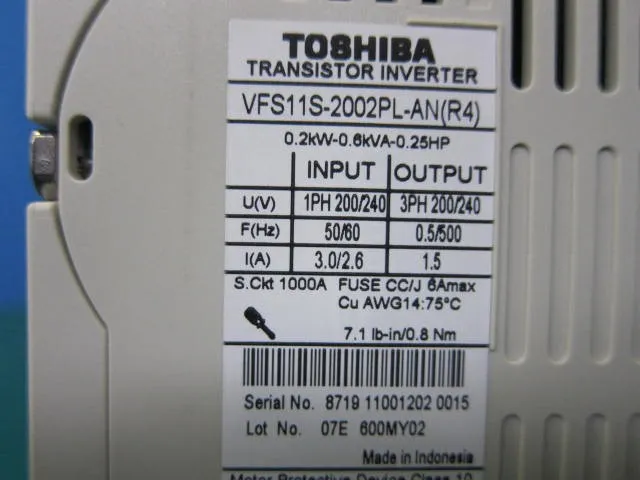 Toshiba VFS11S-2002PL-AN(R4) inverter Detail Image - ASKINDEX Korea