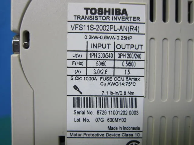 Toshiba VFS11S-2002PL-AN(R4) inverter Detail Image - ASKINDEX Korea