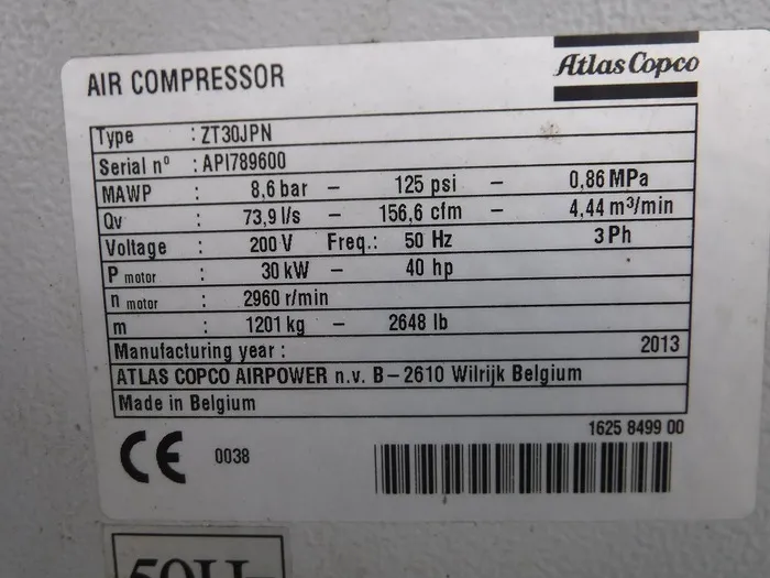 Atlas Copco ZT30JPN Air compressor Detail Image - ASKINDEX Korea