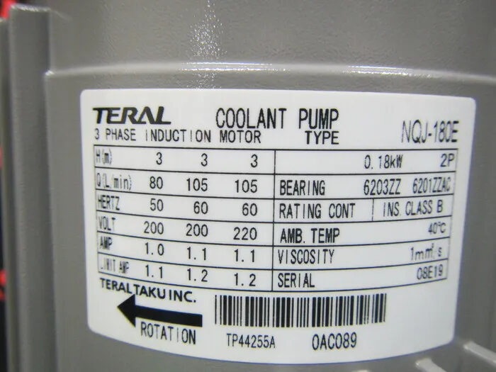 Teral Taku NQJ-180E Coolant pump Detail Image - ASKINDEX Korea