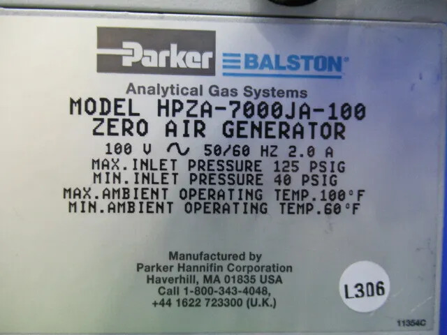 Parker Hannifin HPZA-7000JA-100 Zero Air Generator Detail Image - ASKINDEX Korea