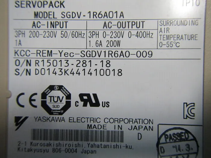 야스카와 전기 SGDV-1R6A01A 서보 드라이버 상세 이미지 - ASKINDEX 코리아