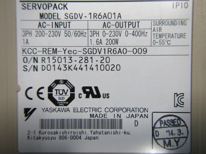 야스카와 전기 SGDV-1R6A01A 서보 드라이버 상세 이미지 - ASKINDEX 코리아