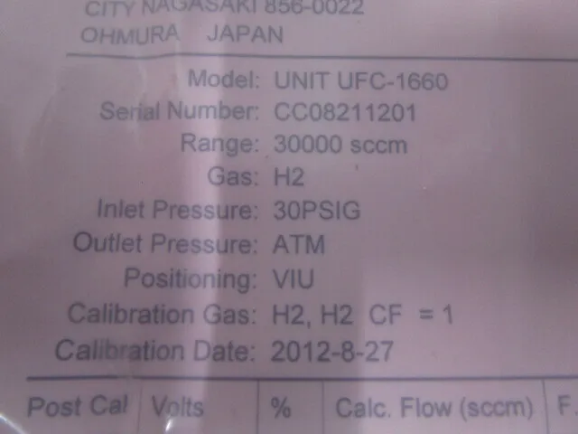 단위 UFC-1660 매스 플로우 컨트롤러 (30SLM) 상세 이미지 - ASKINDEX 코리아