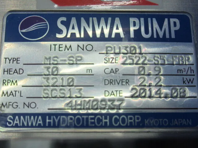 Sanwa Hydrotech PU301 Magnetic Pump Detail Image - ASKINDEX Korea