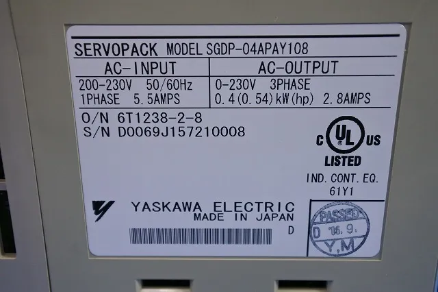 야스카와 전기 SGDP-04APAY108 서보 앰프 (서보 팩) 상세 이미지 - ASKINDEX 코리아