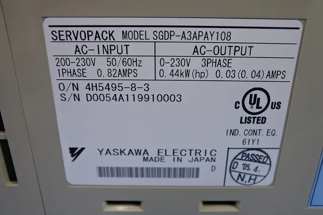 야스카와 전기 SGDP-A3APAY108 서보 앰프 (서보 팩) 상세 이미지 - ASKINDEX 코리아