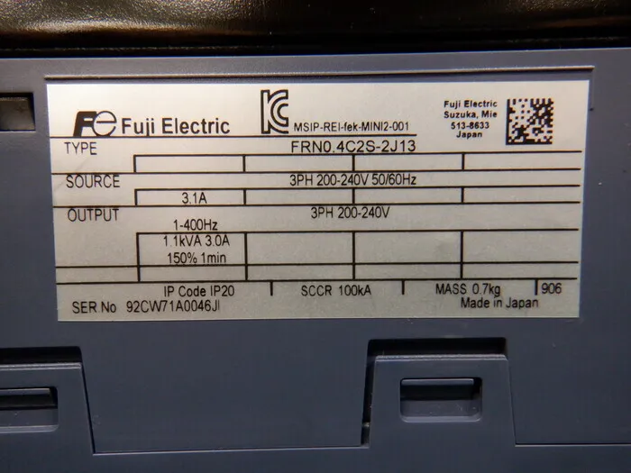 Fuji Electric FRN0.4C2S-2J13 inverter Detail Image - ASKINDEX Korea