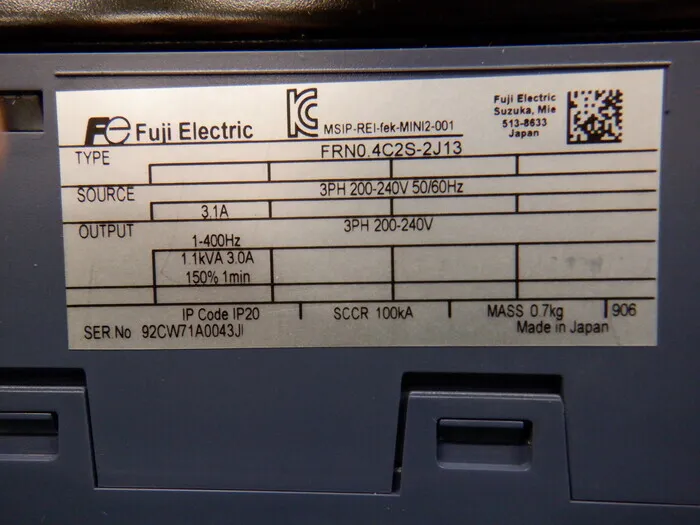Fuji Electric FRN0.4C2S-2J13 inverter Detail Image - ASKINDEX Korea