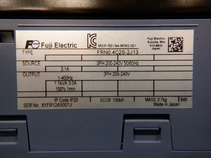 Fuji Electric FRN0.4C2S-2J13 inverter Detail Image - ASKINDEX Korea