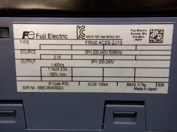 Fuji Electric FRN0.4C2S-2J13 inverter Detail Image - ASKINDEX Korea