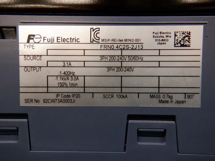 Fuji Electric FRN0.4C2S-2J13 inverter Detail Image - ASKINDEX Korea