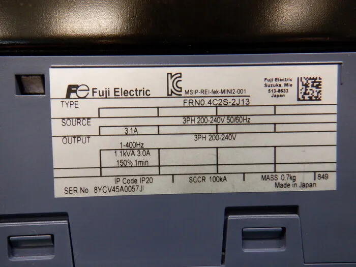Fuji Electric FRN0.4C2S-2J13 inverter Detail Image - ASKINDEX Korea