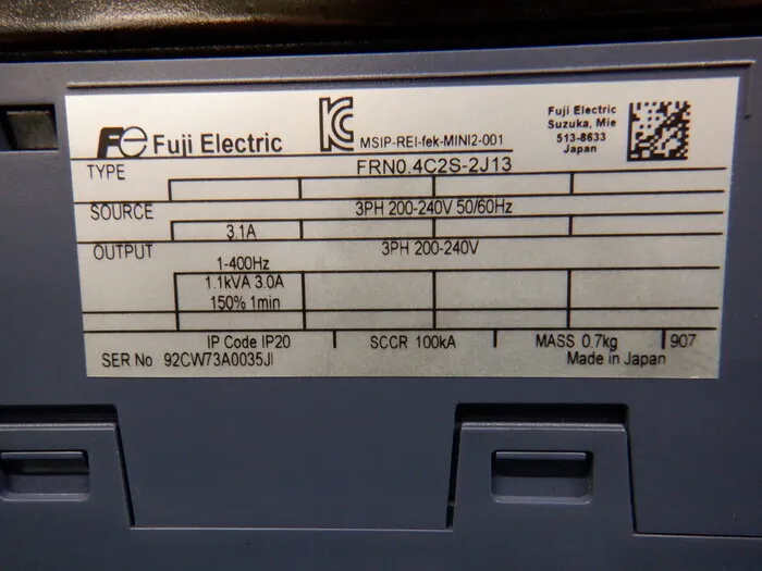 Fuji Electric FRN0.4C2S-2J13 inverter Detail Image - ASKINDEX Korea