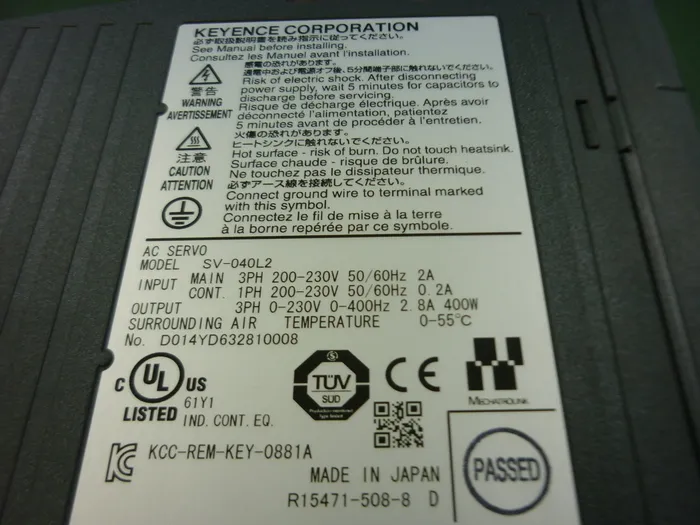 Keyence SV-040L2 AC Servo System Detail Image - ASKINDEX Korea