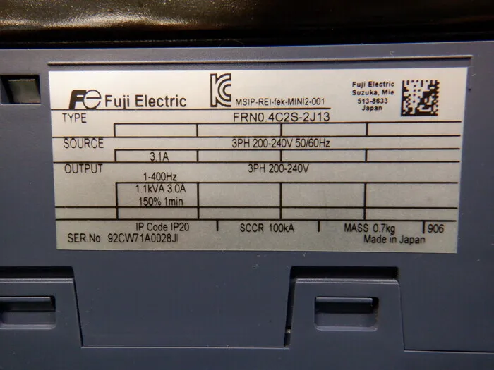 Fuji Electric FRN0.4C2S-2J13 inverter Detail Image - ASKINDEX Korea