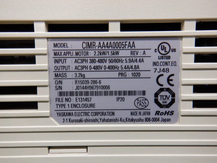 야스카와 전기 CIMR-AA4A0005FAA 인버터 상세 이미지 - ASKINDEX 코리아