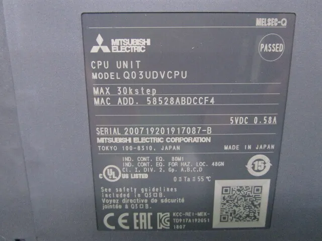 Mitsubishi Electric Q03UDVCPU Sequencer (CPU unit) Detail Image - ASKINDEX Korea