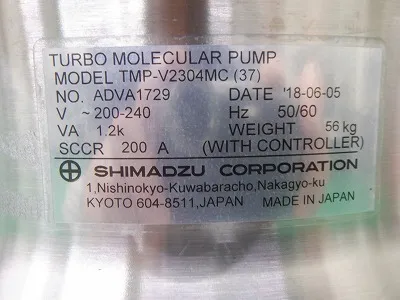 Shimadzu Corporation TMP-V2304MC　　　EI-V04M turbomolecular pump Detail Image - ASKINDEX Korea