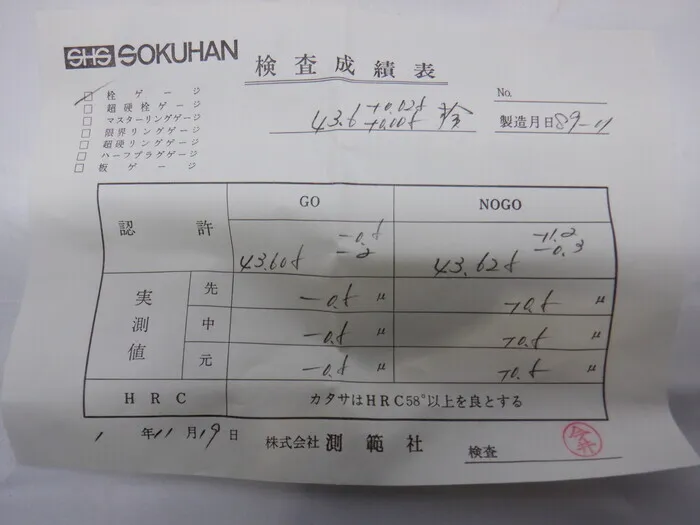 측범사 43.6 検 한계 마개 게이지(검사용) 상세 이미지 - ASKINDEX 코리아