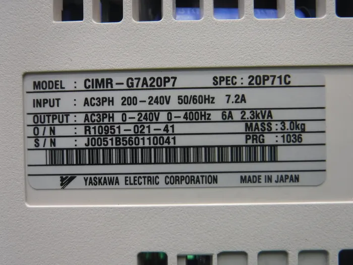 야스카와 전기 CIMR-G7A20P7 인버터 상세 이미지 - ASKINDEX 코리아