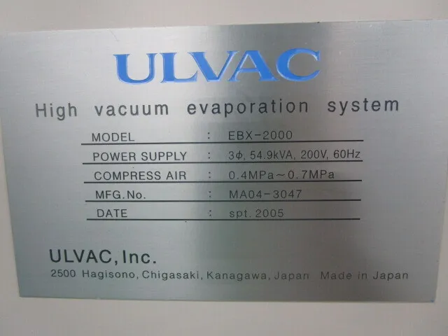 ULVAC EBX-2000 Evaporation device Detail Image - ASKINDEX Korea