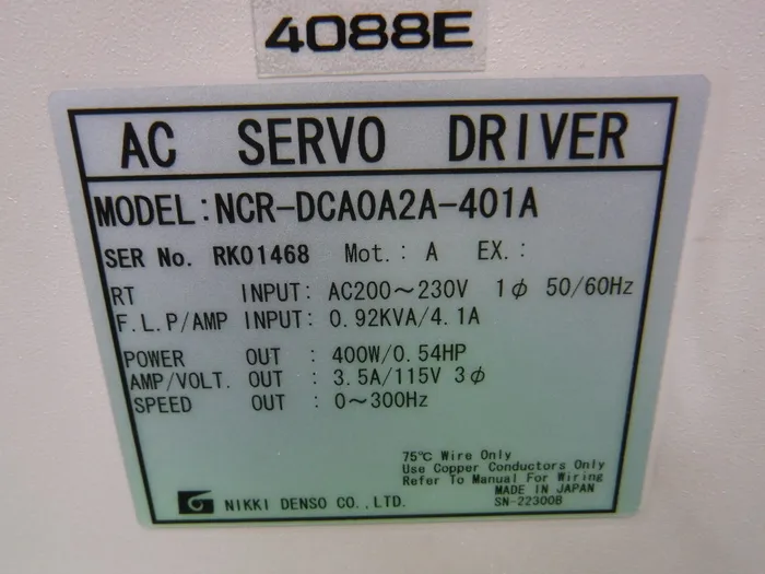 CKD Nisshin Electric NCR-DCA0A2A-401A AC servo driver Detail Image - ASKINDEX Korea
