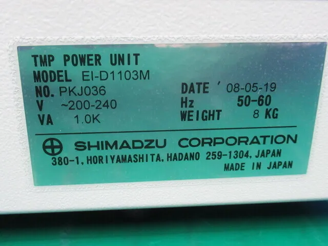 Shimadzu Manufacturing Office EI-D1103M Turbo molecular pump controller Detail Image - ASKINDEX Korea
