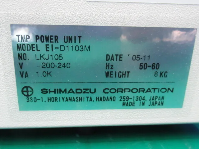 Shimadzu Manufacturing Office EI-D1103M Turbo molecular pump controller Detail Image - ASKINDEX Korea