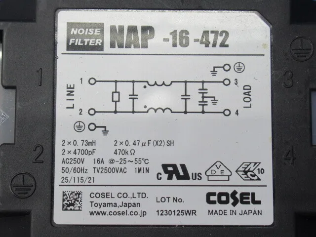 Cosel NAP-16-472 noise filter Detail Image - ASKINDEX Korea