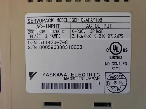 Yaskawa Electric SGDP-02APAY108 AC servo driver Detail Image - ASKINDEX Korea
