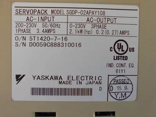 Yaskawa Electric SGDP-02APAY108 AC servo driver Detail Image - ASKINDEX Korea