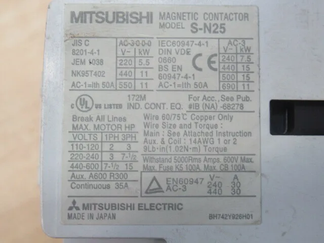 Mitsubishi Electric S-N25 Electromagnetic contactor Detail Image - ASKINDEX Korea