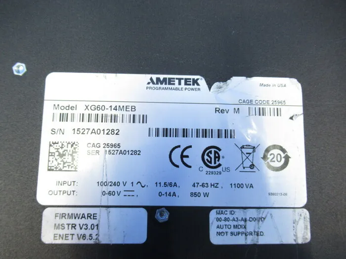 Ametech XG60-14MEB DC Power Supply Detail Image - ASKINDEX Korea