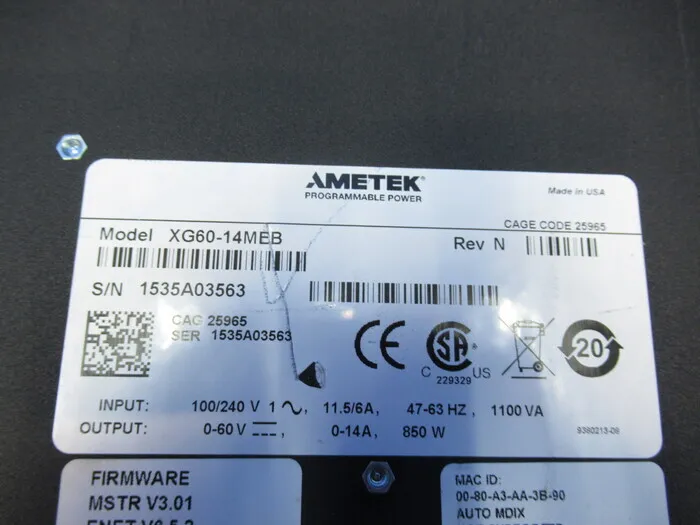 Ametech XG60-14MEB DC Power Supply Detail Image - ASKINDEX Korea