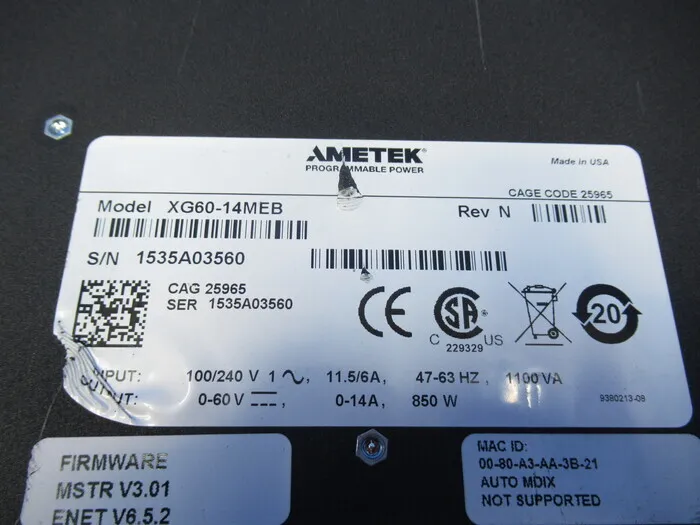 Ametech XG60-14MEB DC Power Supply Detail Image - ASKINDEX Korea