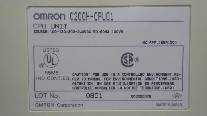 오므론 C200H-CPU01 시퀀서(PLC) 상세 이미지 - ASKINDEX 코리아
