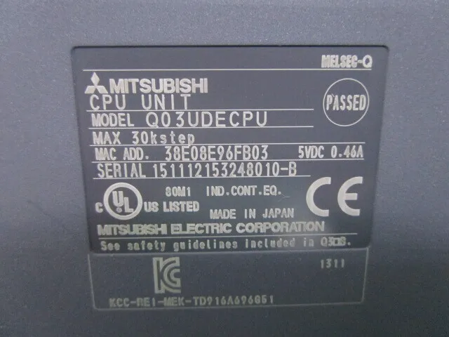 Mitsubishi Electric Q03UDECPU Sequencer (CPU unit) Detail Image - ASKINDEX Korea