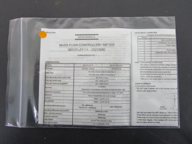 HORIBA STEC SEF-Z511X Mass Flow Controller Detail Image - ASKINDEX Korea