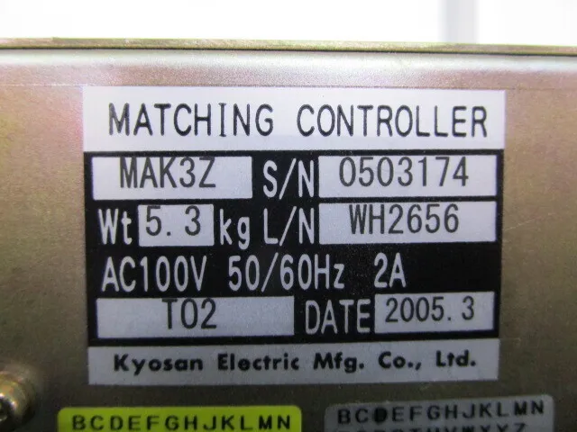 Kyosan Manufacturing Co., Ltd. MAK3Z Matching Controller Detail Image - ASKINDEX Korea